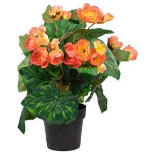 Northlight 11-in Pink Potted Silk Begonia Spring Artificial Floral Arrangement