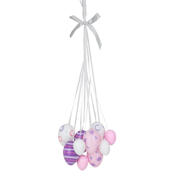 Northlight 15-in Floral Striped Spring Easter Egg Cluster Hanging Decor ...