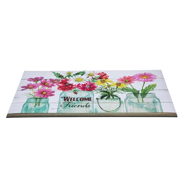 Northlight 1-1/2-ft x 2-1/2-ft Pink Spring Bouquet Rectangular Outdoor Door Mat