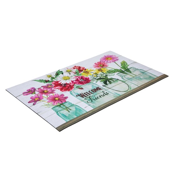 Northlight 1-1/2-ft x 2-1/2-ft Pink Spring Bouquet Rectangular Outdoor Door Mat