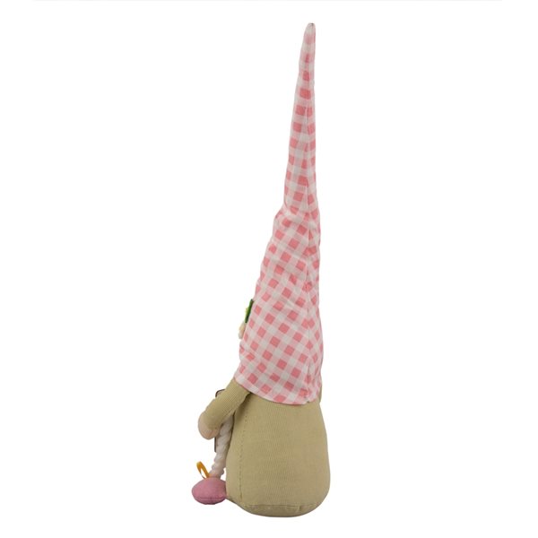 Northlight Pink Gingham Plaid Springtime Gnome with Chalkboard