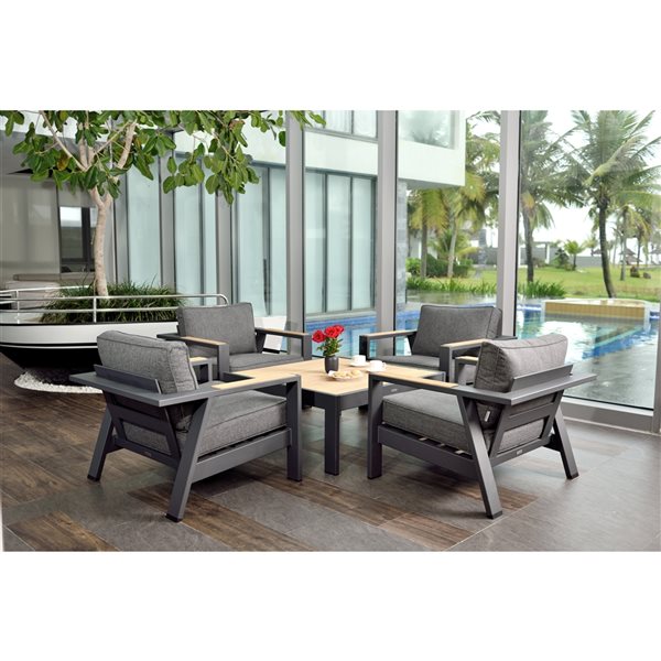 LifestyleGarden Palau Metal Frame Patio Conversation Set with Olefin Cushions Included - 5-Piece
