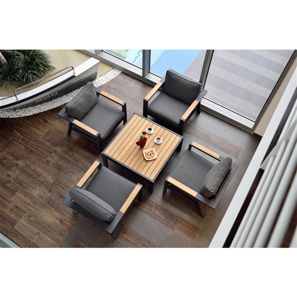 LifestyleGarden Palau Metal Frame Patio Conversation Set with Olefin Cushions Included - 5-Piece