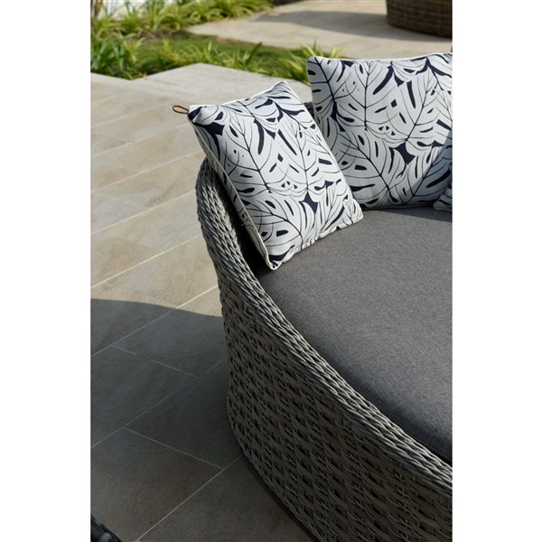 LifestyleGarden Mili Grey Wicker Frame Woven Outdoor Daybed with Olefin Cushions