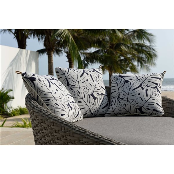 LifestyleGarden Mili Grey Wicker Frame Woven Outdoor Daybed with Olefin Cushions