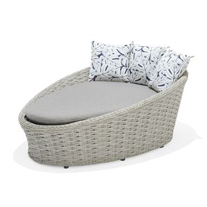 LifestyleGarden Mili Grey Wicker Frame Woven Outdoor Daybed with Olefin Cushions