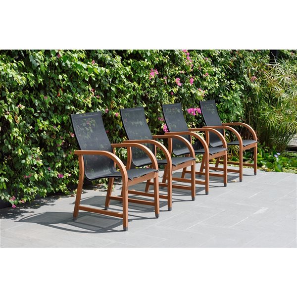 LifestyleGarden Manhattan Black Wood Dining Chairs with Mesh Seat - Set of 4