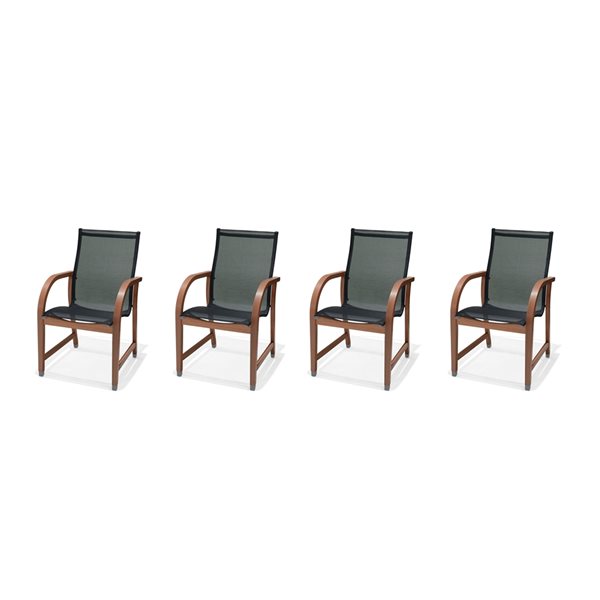 LifestyleGarden Manhattan Black Wood Dining Chairs with Mesh Seat - Set of 4