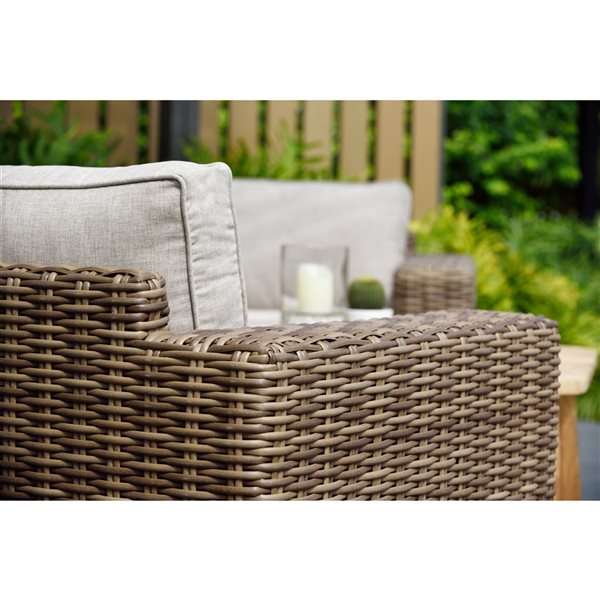 LifestyleGarden Bahamas Wood Frame Patio Conversation Set with Olefin Cushions Included - 5-Piece