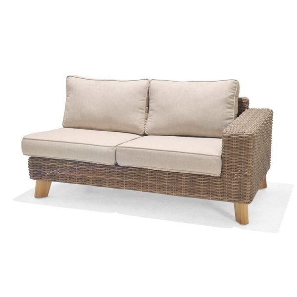 Sofa extérieur Bahamas par LifestyleGarden à cadre en teck beige avec coussins en oléfine et table basse, 3 pièces