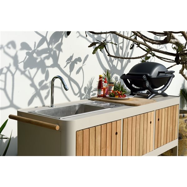 LifestyleGarden Portals Light Metal Outdoor Kitchen Prep Station with Sink