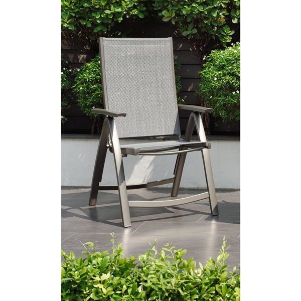 LifestyleGarden Solana Grey Metal Dining Chair with Mesh Seat