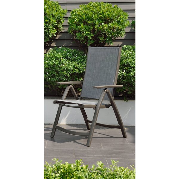 LifestyleGarden Solana Grey Metal Dining Chair with Mesh Seat