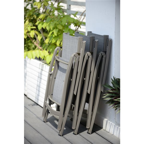 LifestyleGarden Solana Grey Metal Dining Chair with Mesh Seat