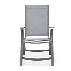 LifestyleGarden Solana Grey Metal Dining Chair with Mesh Seat