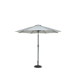 Parasol de patio suspendu LifestyleGarden gris uni de 7,7 pi à bouton-poussoir avec base incluse