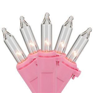 Northlight 100-Count Clear Mini Valentine's Day Light Set with Pink Wire