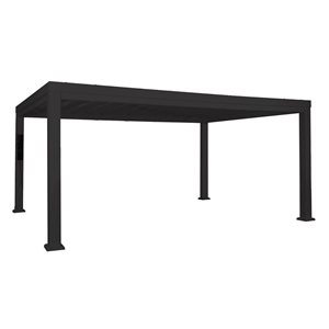 Backyard Discovery Trenton 12-ft W x 16-ft L x 7.5-ft H Black Metal Freestanding Pergola with Canopy Included