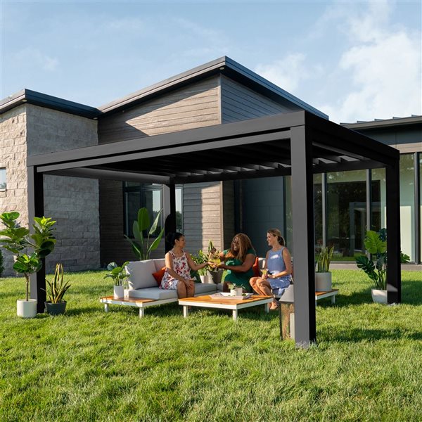 Backyard Discovery Trenton 10-ft W x 14-ft L x 7.5-ft H Black Metal ...