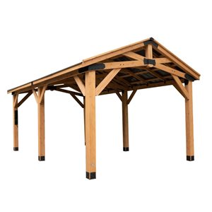 Backyard Discovery Norwood 20-ft x 12-ft Brown Wood Rectangular Permanent Gazebo with Steel Roof