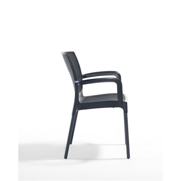 Novussi Sunset Anthracite Stackable Plastic Patio Dining Chairs Set of 4 RONA