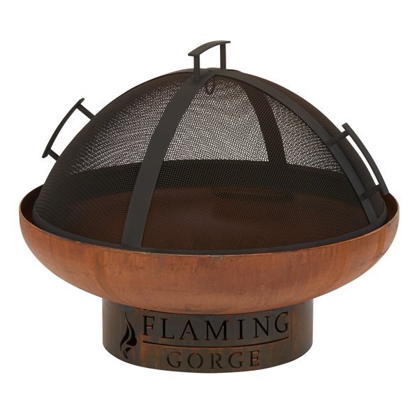 Flaming Gorge 28-in Corten Steel Fire Pit with Spark Guard