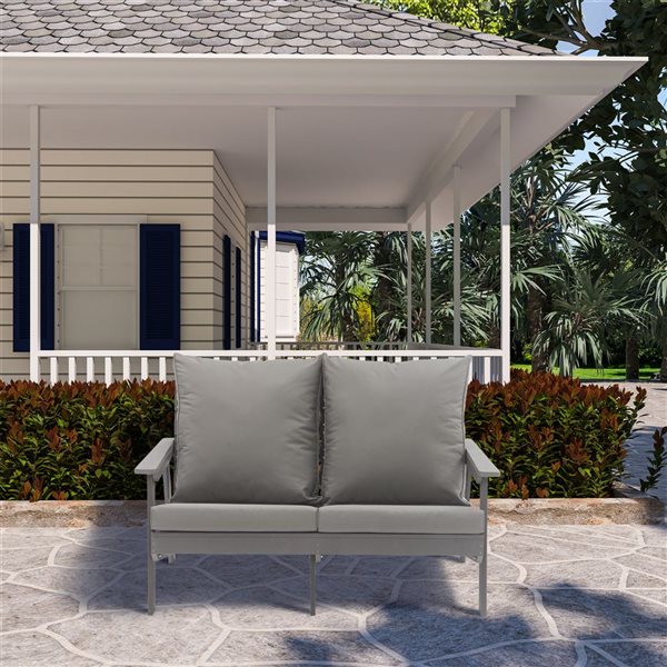 Clihome 54-in Resin Outdoor Patio Lounge Chair - Grey