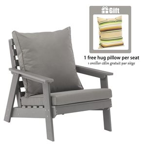 Clihome 30-in Resin Outdoor Patio Lounge Chair - Grey