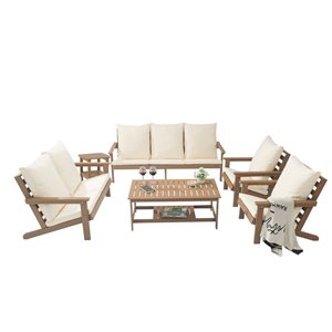 Clihome 6-Piece Outdoor Garden Furniture Set With Coffee Table - Off-White