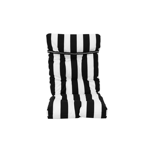 Black and white striped outdoor sales seat cushions