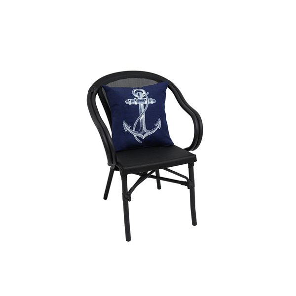 Coussin décoratif d'extérieur bleu marine par Bozanto avec imprimé graphique