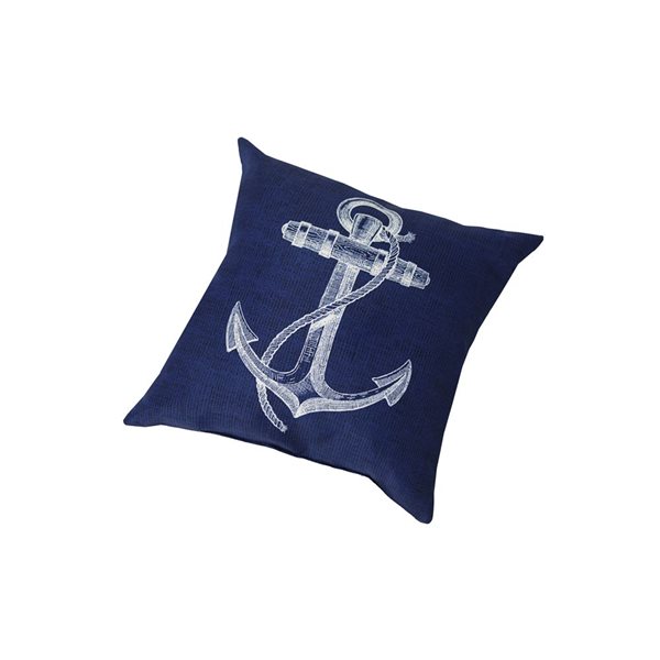 Coussin décoratif d'extérieur bleu marine par Bozanto avec imprimé graphique