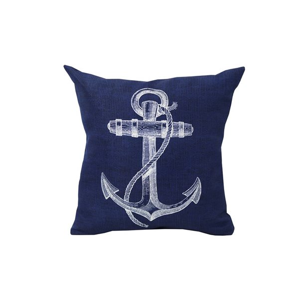 Coussin décoratif d'extérieur bleu marine par Bozanto avec imprimé graphique