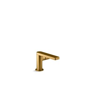 KOHLER Composed Vibrant Brushed Moderne Brass Watersense Labelled Bathroom Sink Faucet with Drain and Cylindrical Handle