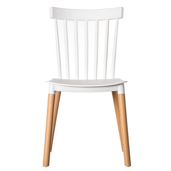 Fabulaxe Modern White Plastic Dining Chairs - Set of 2