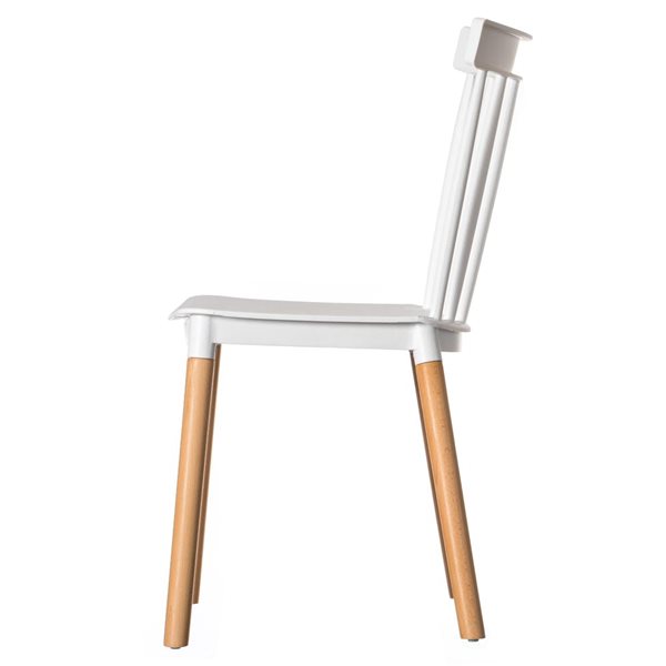 Fabulaxe Modern White Plastic Dining Chairs - Set of 2