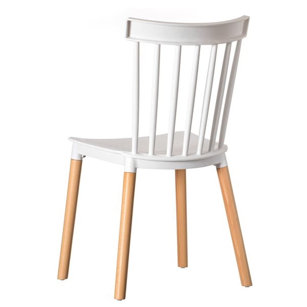 Fabulaxe Modern White Plastic Dining Chairs - Set of 2