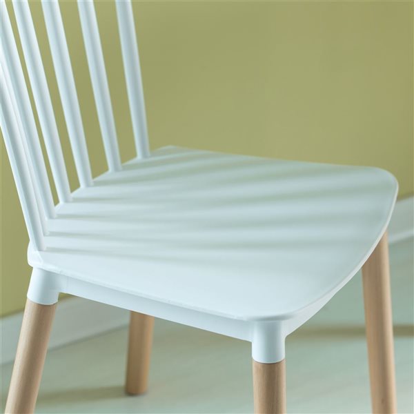 Fabulaxe Modern White Plastic Dining Chairs - Set of 2