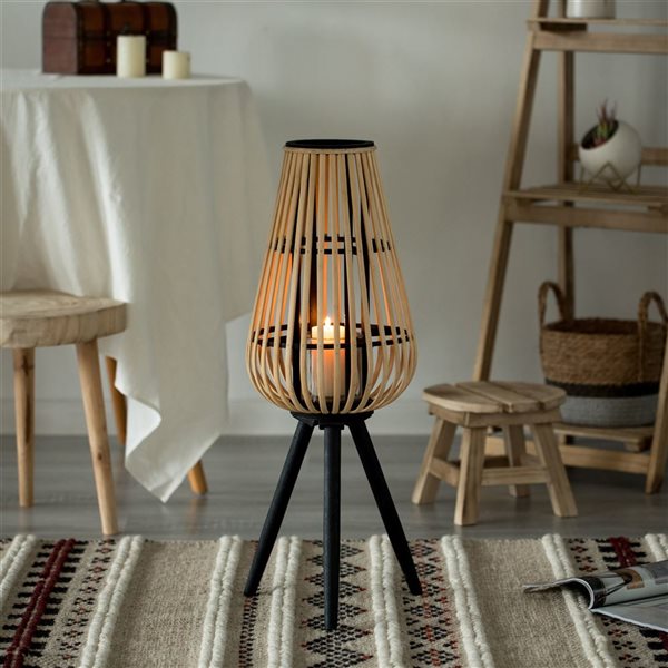 Vintiquewise Bamboo Lantern Candle Holder