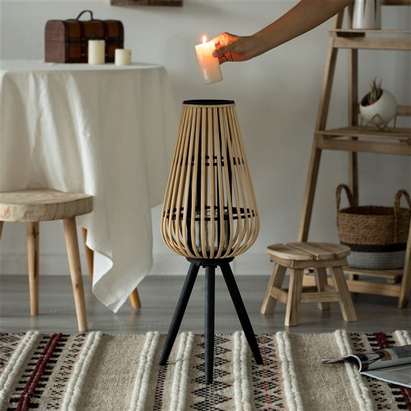Vintiquewise Bamboo Lantern Candle Holder