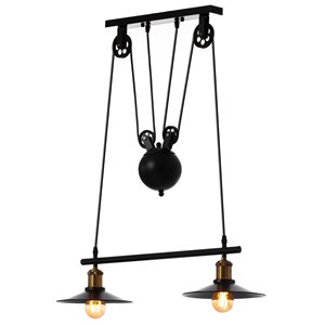 Quickway Imports 2-Light Pulley Black Modern/Contemporary Chandelier