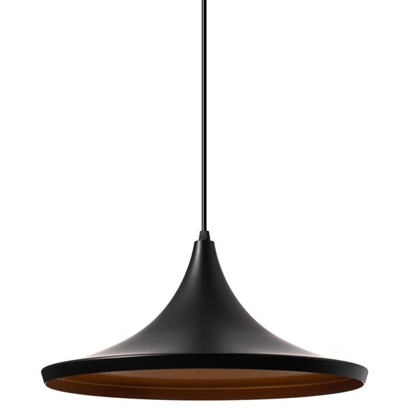 Quickway Imports 14-in Black Modern/Contemporary Round Pendant Light