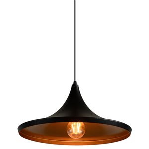 Quickway Imports 14-in Black Modern/Contemporary Round Pendant Light