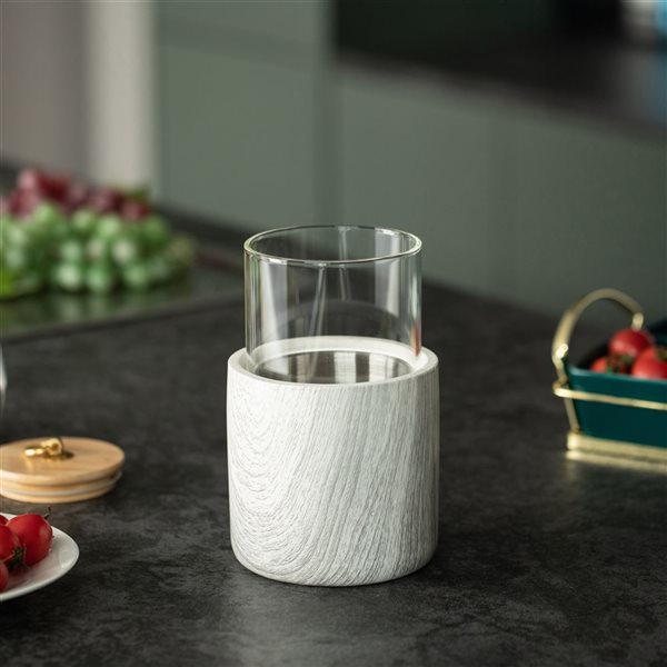 Foyer de table Vintiquewise cylindrique en ciment blanc de 7,75 po h.