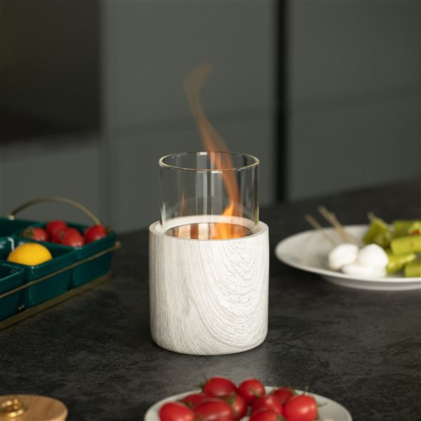 Foyer de table Vintiquewise cylindrique en ciment blanc de 7,75 po h.