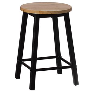 Petit tabouret de bar Vintiquewise noir et brun de 17,5 po h.