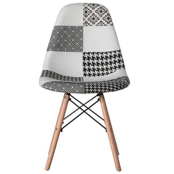 Chaises de salle à manger Fabulaxe modernes en tissu patchwork gris, ensemble de 2