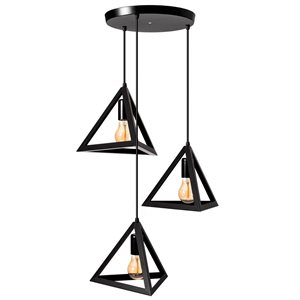 Quickway Imports 3-Light Black Triangle Modern/Contemporary Chandelier