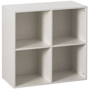 Basicwise White Wood 4-Shelf Storage Bookcase