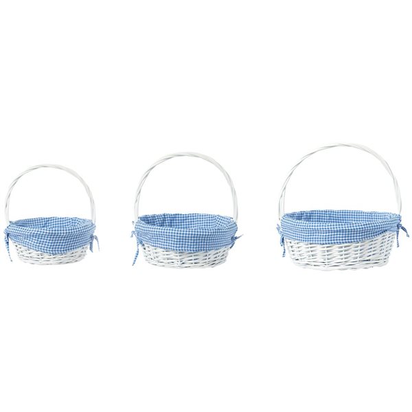 Paniers en osier Vintiquewise en guingan bleu et blanc de 15,5 po l. x 16,75 po h. x 15,5 po p., ensemble de 3